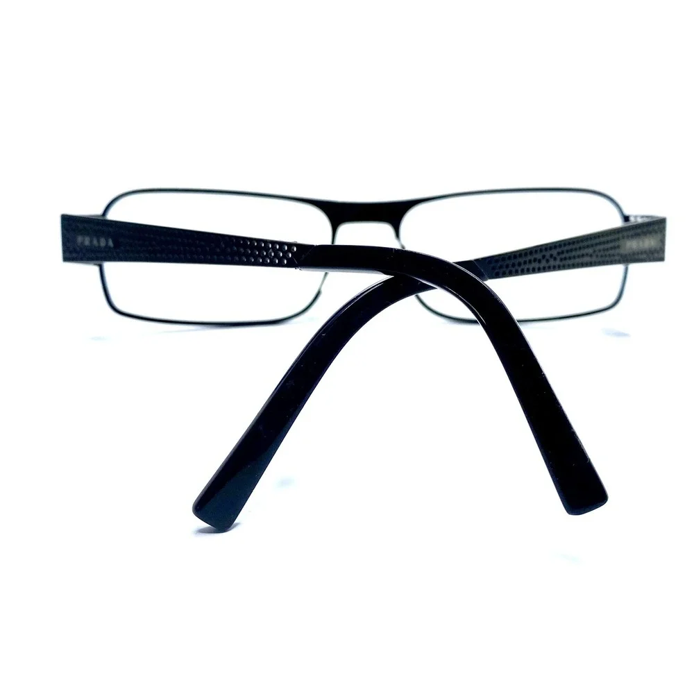 Prada Black Titanium Rectangular Eyeglasses Italy SPR521 1B0-1A1 56 17 135